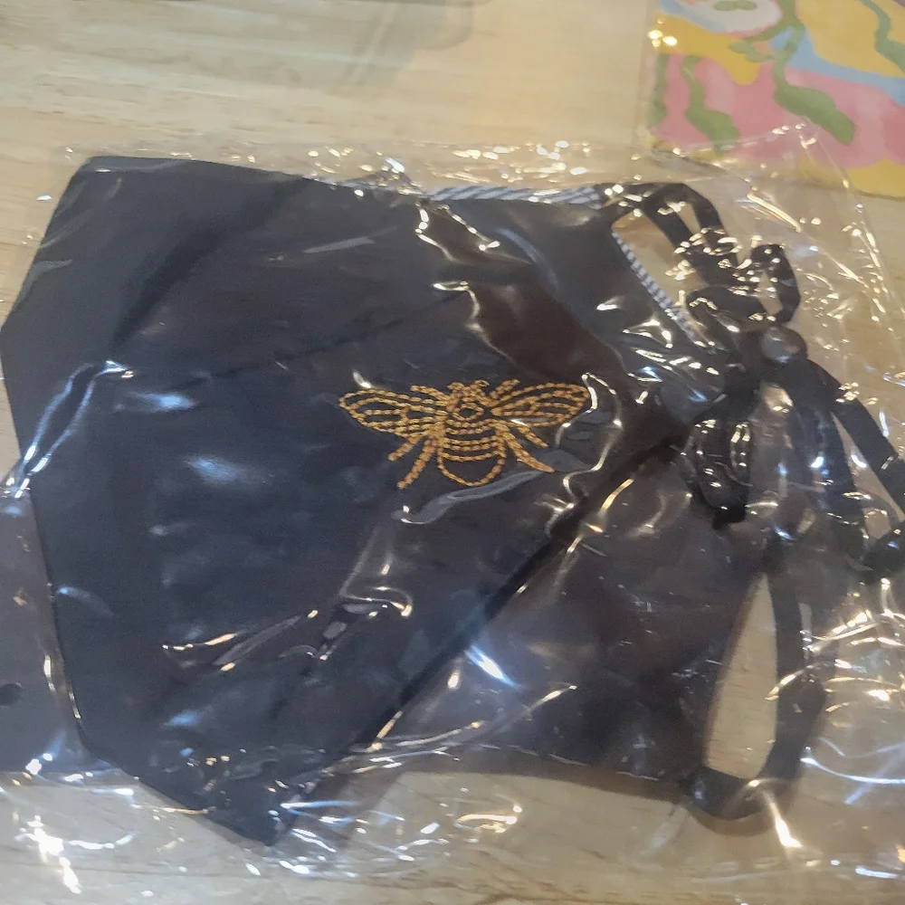 JOHNNY WAS‎ 5 Pack of Face Masks Black Cotton Embroidered